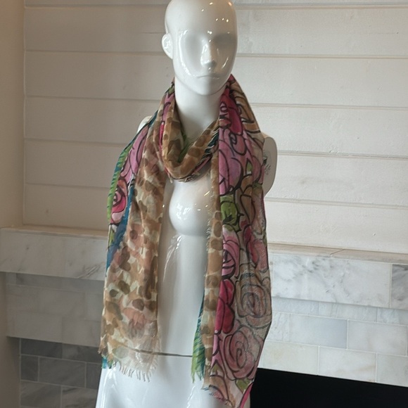Multicolored Lightweight Mixed Print Scarf Wrap or Sarong - Picture 9 of 10